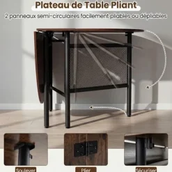 COSTWAY Foldbar Spisebord 150 cm til 6-8 Personer med Foldbar Forlængelse Pladsbesparende med Metalben Brun