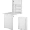 COSTWAY Foldevæg Skrivebord Vægmonteret Foldebord med Skifer Integreret Hylde i Hvid MDF 94,5 x 56,5 x 151 CM