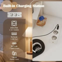 COSTWAY Frisør Sæt med Skammel, Triple Spejl med 3 Lysfarver, Opladningsstation, 2 Stoftasker, Ideel Gave Vit