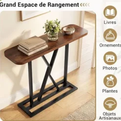 COSTWAY Indgangskonsol - Industriel Stil 100 x 29,5 x 81 cm (L x b x H) i Træ og Metal til Stue og Gang