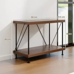 COSTWAY Industriel reol 2 niveauer - Justerbare skridsikre puder, metalramme, opbevaringshylde - 60x29,5x45 cm