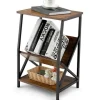 COSTWAY Industriel Side Table med 3 Niveauer, Metalramme, 40 x 30 x 61 CM, med Åben Hylde, til Kontor, Værelse