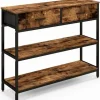 COSTWAY industrikonsolbord 3 etager, 2 skuffer - 100 x 30 x 80 cm Rustik brun metalramme