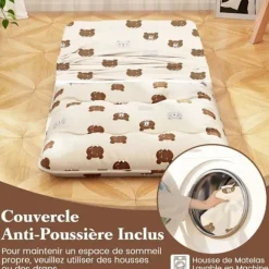 COSTWAY japansk futonmadras 90x200CM - Aftagelig topmadras, foldbar gulvmadras - hjemme, autocamper, sovesal - brun bjørn Brun björn