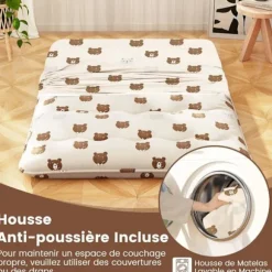 COSTWAY Japansk Futonmadras 140x200CM - Aftagelig Topmadras, Sammenfoldelig Gulvmadras - Hjem, Campingvogn, Kollegieværelse - Brun Bjørn Brun björn