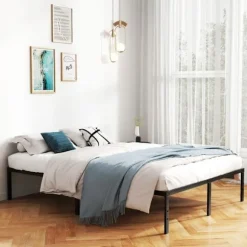 COSTWAY kingsize-seng 160 x 200 cm, Metal Platform Sengeramme, Base med Jern Lamel Support, Underseng Opbevaring