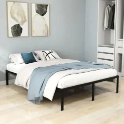COSTWAY kingsize-seng 160 x 200 cm, Metal Platform Sengeramme, Base med Jern Lamel Support, Underseng Opbevaring