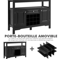 COSTWAY Køkken skænk 1 skuffe og 2 skabe 117 x 40,5 x 82,5 CM (L x B x H) Opbevaringsenhed til spisestue, stue, sort