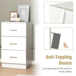 COSTWAY kontorsokkelopbevaringsenhed med 3 skuffer til A4-ark, breve, filer 37 x 34 x 66,5 CM Hvid
