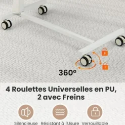 COSTWAY Lille mobilt barbord, højdejusterbart 74-108 cm, sidde-stå skrivebord med låsehjul - oval top