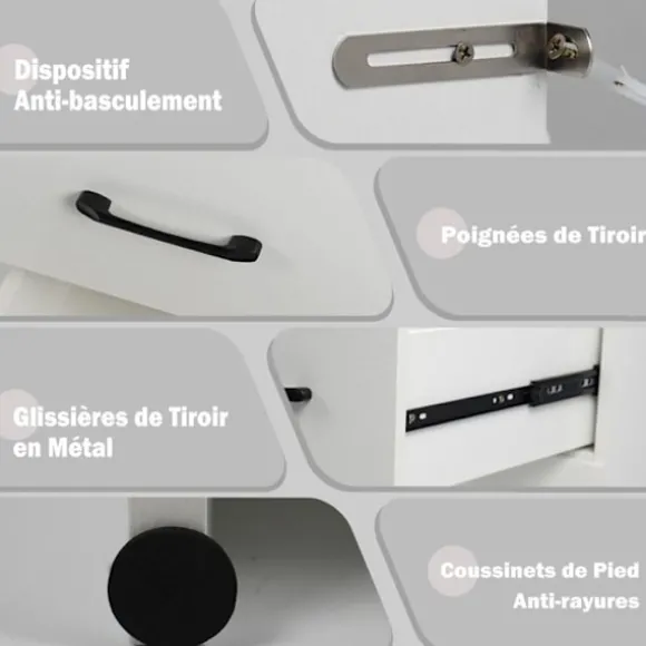 COSTWAY Makeup Bord med Spejl, 3-Farvet LED Lys, Opladningsstation, Justerbar Lysstyrke, 4 Skuffer, Hårtørrerholder Vit