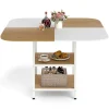 COSTWAY Moderne Firkantet Spisebord 120 x 120 x 77 cm med 2-niveau Opbevaringshylde, Justerbare Fødder