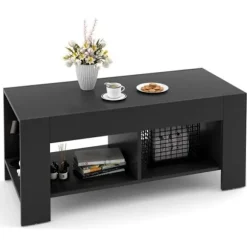 COSTWAY Moderne sofabord 90 x 39 x 42 CM i sort rektangulært stuetræ i MDF P2