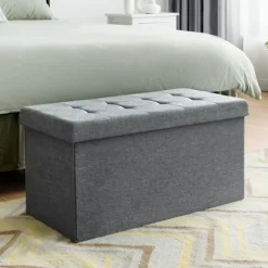 COSTWAY Opbevaringsbænk 115L - Kiste 80 x 38 x 38 CM, Belastningskapacitet 160 KG, i Oxford-stof til Værelset, Entré Mørkegrå