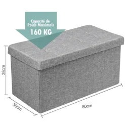 COSTWAY Opbevaringsbænk 115L - Kiste 80 x 38 x 38 CM, Belastningskapacitet 160 KG, i Oxford-stof til Værelset, Entré Mørkegrå