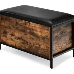 COSTWAY Opbevaringsbænk med Justerbare Fødder, 80 x 40 x 50 CM (L x B x H), Industristil Sengegavl