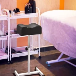 COSTWAY Pedicure skammel med justerbar sædehøjde 45-65 cm, tyk og blød pude, til manicure benpleje, belastning 10 kg Svart
