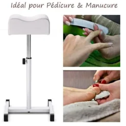COSTWAY Pedicure skammel med justerbar sædehøjde 45-65 cm, tyk og blød pude, til manicure benpleje, hvid Vit
