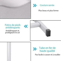 COSTWAY Pedicure skammel med justerbar sædehøjde 45-65 cm, tyk og blød pude, til manicure benpleje, hvid Vit