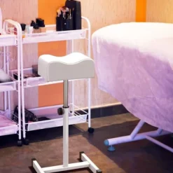 COSTWAY Pedicure skammel med justerbar sædehøjde 45-65 cm, tyk og blød pude, til manicure benpleje, hvid Vit