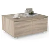 COSTWAY rektangulær sofabord, 4 døre med dobbeltdør, skridsikre poter, skab, sidebord 80 x 60 x 37 cm