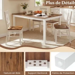 COSTWAY Rektangulært Træ Spisebord til 4 til 6 Personer 152,5 x 91,5 x 76,5 cm til Køkken