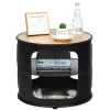 COSTWAY rundt sofabord med metalstel, inkluderer 3-lags opbevaringshylder, industriel belastning 50 kg