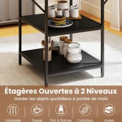 COSTWAY Rundt Spisebord 120 x 76 cm til 4-6 Personer med Åben Hylde i 2 Niveauer - Sort Metalramme