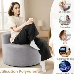 COSTWAY Salonsæde i Måneform, Pelsfor, Ingen Samling Krævet Grå