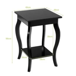 COSTWAY sidebord 2 niveauer, firkantet endebord med skridsikre fødder til soveværelse, stue, 40 x 40 x 60 cm, sort