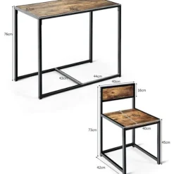 COSTWAY spisebordssæt 1 bord og 2 stole Indbygget moderne industriel stil til spisestue, bistro rustik brun Rustik brun