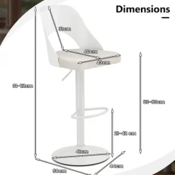 COSTWAY Sæt af 2 Ergonomiske Barstole - Justerbar Sædehøjde 63-83 cm til Køkken Bistro Hvid
