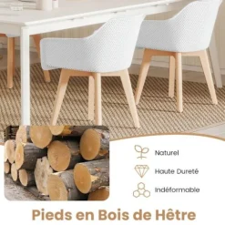 COSTWAY Sæt med 2 Moderne Spisestole med Åndbart Mesh-ryg 57 x 56 x 75 cm, Bred Sæde 51 x 44 cm Hvid