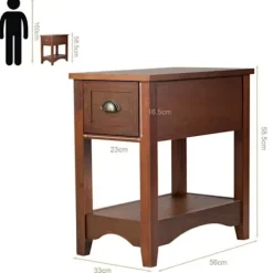 COSTWAY Sæt med 2 sideborde med skuffe, gummiben, 56x33x58,5 cm, Retro Sofa End, Rødbrun Rödbrun