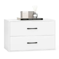COSTWAY stabelbar kommode med 2 skuffer, med anti-tip-sæt, til soveværelse, stue, kontor, 60 x 34 x 38 cm, hvid
