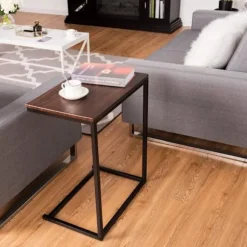 COSTWAY U-formet stue kaffesofa endebord - industriel stil MDF træ og metal 55x35x65CM