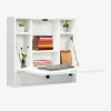 COSTWAY Vægmonteret sammenfoldelig bærbart skrivebord, med indbyggede hylder, skuffe, foldbar bakke, 60 x 15 x 57 cm, hvid