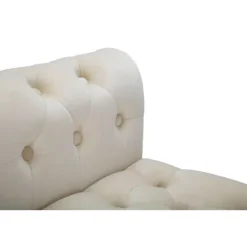 Cremefarvet fløjlsbænk, guldfinish, 120x40x60 cm