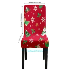 2-delt julebetræk til stole - Støvtætte spisebordsstolebetræk med festligt print til juledekoration