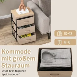 2-delt natbordssæt med stofskuffer, metalramme