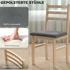 3-delt spisestuesæt med 2 stole, pladsbesparende, træ