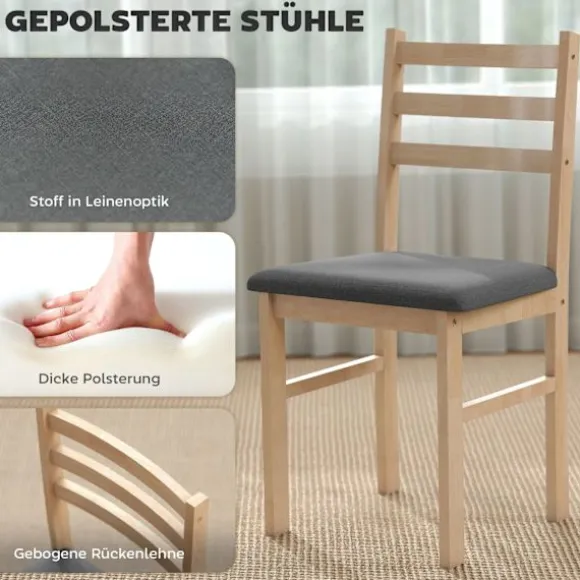 3-delt spisestuesæt med 2 stole, pladsbesparende, træ