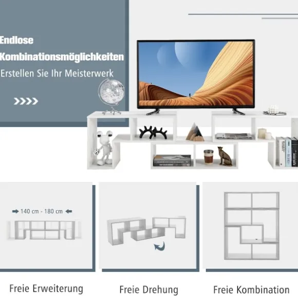 3-delt tv-skab i træ til tv op til 65" Frit kombinerbar tv-stander hvid