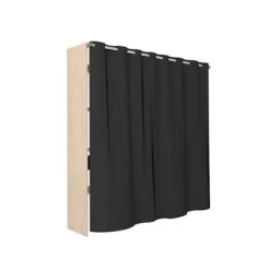 Dobbelt ARTIC garderobe - L198 x P48 x H203 cm - Egetræ dekoration + sort gardin - Fremstillet i Frankrig ek och svart