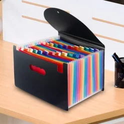 Dokumentmappe - A4 - brandsikker harmonikamappe - Skrivemappe A4 - 25 rum - mappe til dokumenter - Transparent plastmappe til opbevaring af papirer