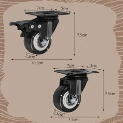 Drejelige hjul 50 mm 280 kg drejelige hjul med bremse kraftige møbelhjul transportvogn