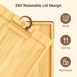 Drejeligt armbord til sofa - 2-lags klemmebakke til sofa med opbevaringsrum - Træsidebord til stue Natur Natural Wood Color