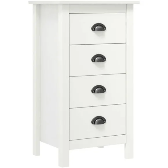 Dressoir - Hill - 4 skuffer - Massivt fyrretræ - 46 x 35 x 80 cm Vit