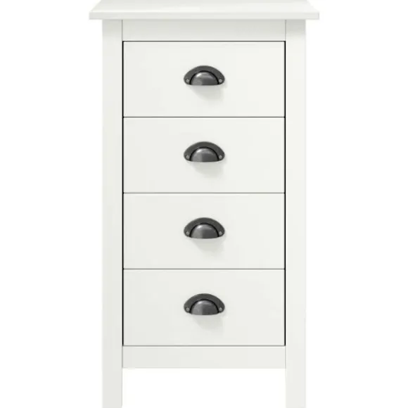 Dressoir - Hill - 4 skuffer - Massivt fyrretræ - 46 x 35 x 80 cm Vit