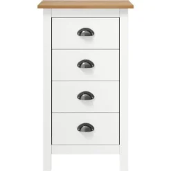 Dressoir - Hill - 4 skuffer - Massivt fyrretræ - Hvid 46x35x80 cm Vit